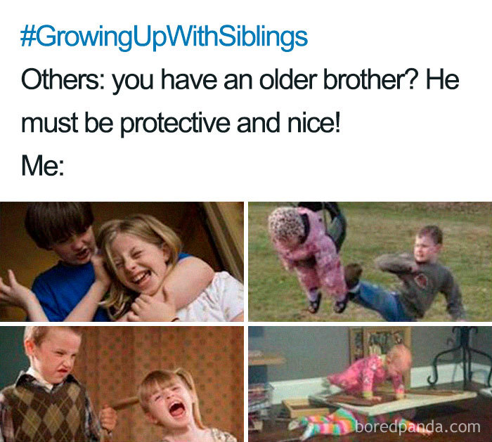 Funny sibling meme showing playful rivalry and humorous interactions between brothers and sisters.