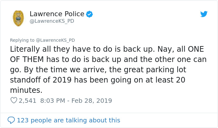Police Department Shares The Most Ridiculous Call Of 2019 Where Two People Refused To Move Out Of Each Other's Way Police Department Shares The Most Ridiculous Call Of 2019 Where Two People Refused To Move Out Of Each Other's Way