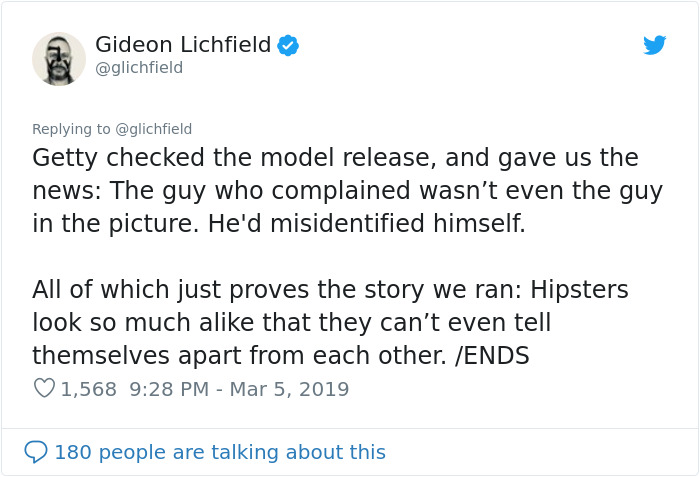 Hipster Gets Furious About His Photo Being Used For An Article About All Hipsters Looking The Same, Turns Out It's A Different Person