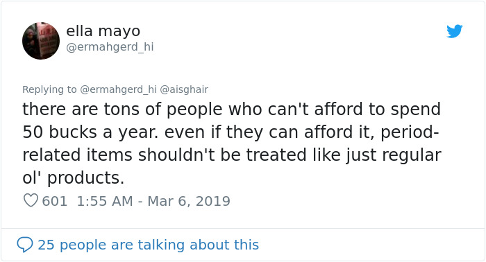 Man Tells Women To Stop Whining About Tampon Prices Cause They Only Need 7 Per Period, Gets Roasted Immediately Man Tells Women To Stop Whining About Tampon Prices Cause They Only Need 7 Per Period, Gets Roasted Immediately