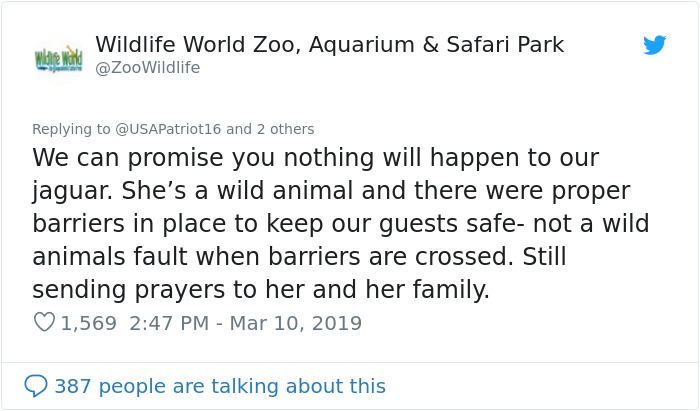 Zoo Confirms That The Jaguar Who Attacked A Woman Trying To Take A Selfie With Her Won't Be Put Down Zoo Confirms That The Jaguar Who Attacked A Woman Trying To Take A Selfie With Her Won't Be Put Down