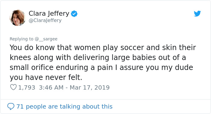 Man Says Women Should Stop Complaining About Period Pain Unless They Know What A Scraped Knee Pain Feels Like, Gets Shut Down Man Says Women Should Stop Complaining About Period Pain Unless They Know What A Scraped Knee Pain Feels Like, Gets Shut Down