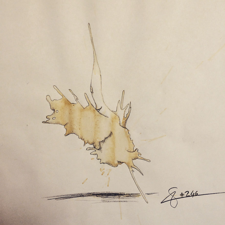 This Artist Imagines Monsters In Any Coffee Stain And The Result Is A Lot Of Fun (New Pics)