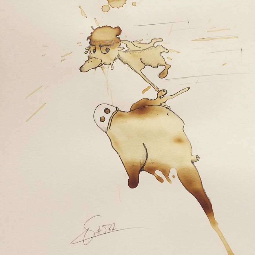 This Artist Imagines Monsters In Any Coffee Stain And The Result Is A Lot Of Fun (New Pics)