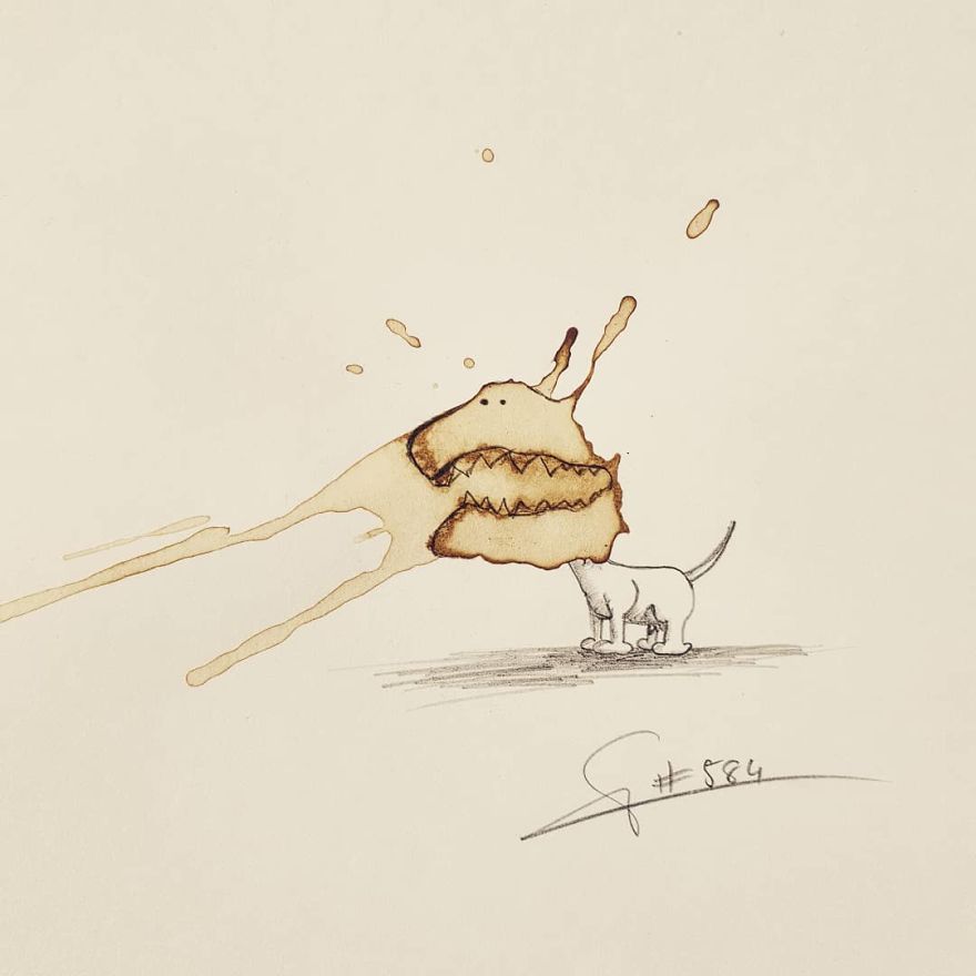 This Artist Imagines Monsters In Any Coffee Stain And The Result Is A Lot Of Fun (New Pics)