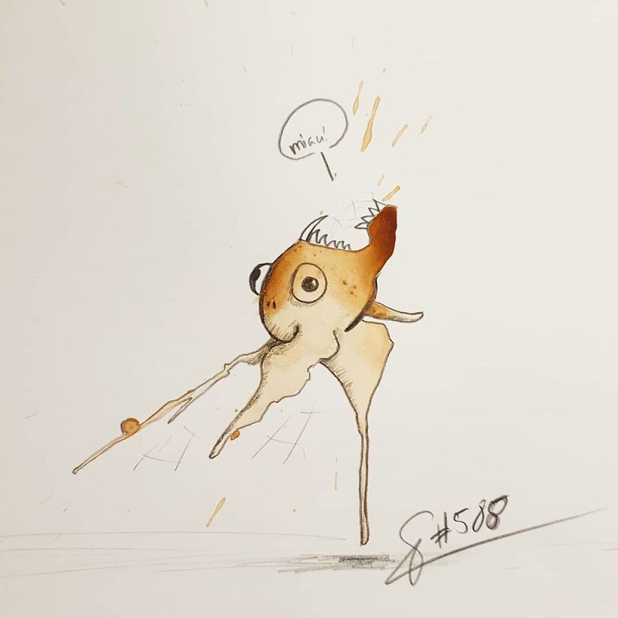 This Artist Imagines Monsters In Any Coffee Stain And The Result Is A Lot Of Fun (New Pics)