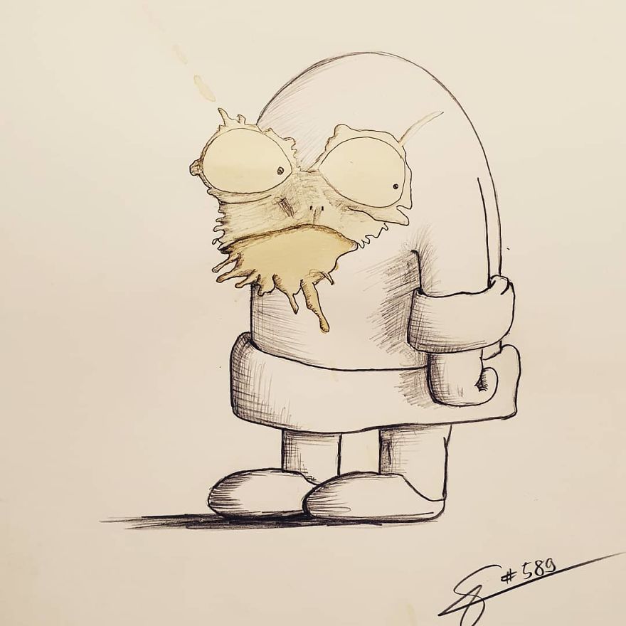 This Artist Imagines Monsters In Any Coffee Stain And The Result Is A Lot Of Fun (New Pics)