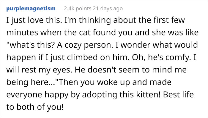 Guy Wakes Up From A Nap To A Stray Kitten Sleeping On His Stomach, Decides To Keep It Guy Wakes Up From A Nap To A Stray Kitten Sleeping On His Stomach, Decides To Keep It