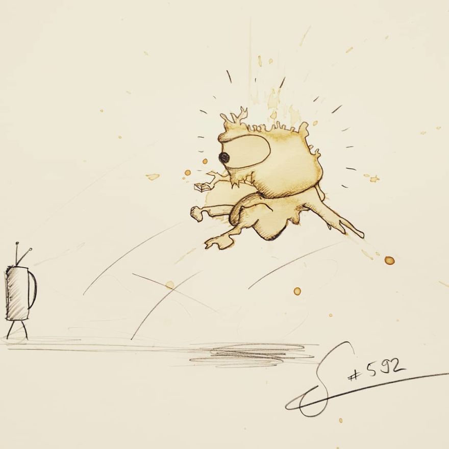 This Artist Imagines Monsters In Any Coffee Stain And The Result Is A Lot Of Fun (New Pics)