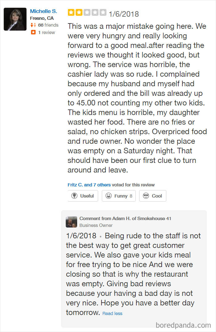 Woman Leaves Poor Review On Local Restaurant, Restaurant Fires Back