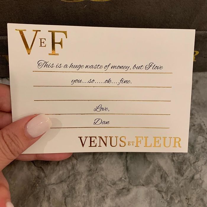 Buddy Got His Wife A Very Expensive Bouquet Of Flowers - This Was The Card That Came With It