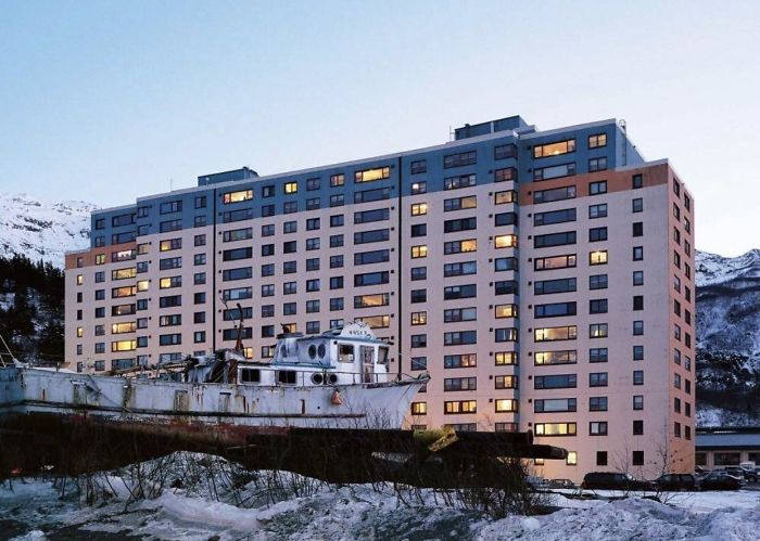 Whittier Is A City In The U.S. State Of Alaska. The Population Is Around 220 And They All Live In A Single Building