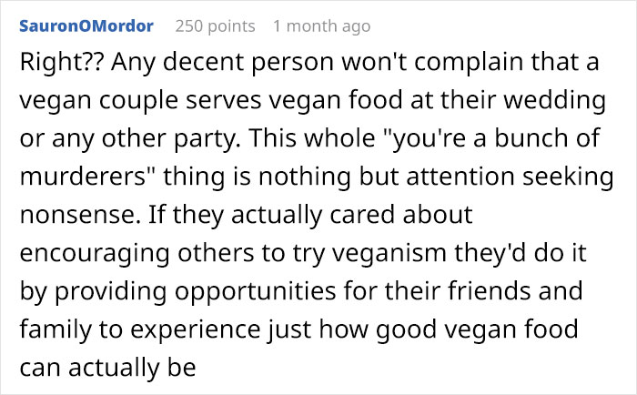 Instead Of Serving Vegan Food At Their Wedding Party, This Couple Banned Meat-Eating Friends And Family From Attending It