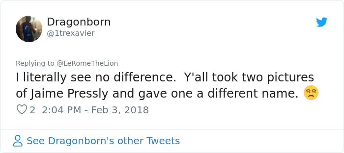 Tweet expressing surprise at how similar Margot Robbie and Jaime Pressly look. Tweet expressing surprise at how similar Margot Robbie and Jaime Pressly look.