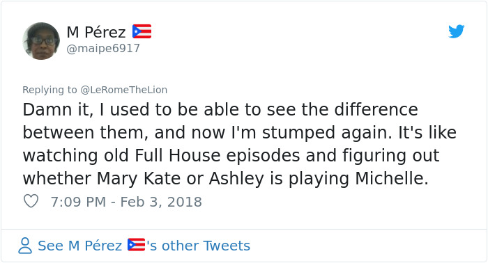 Tweet comparing Margot Robbie and Jaime Pressly to Mary Kate and Ashley Olsen from "Full House. Tweet comparing Margot Robbie and Jaime Pressly to Mary Kate and Ashley Olsen from "Full House.