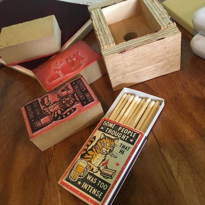 Matchbox Art Featuring Drunk Cats Getting Into Funny And Embarrassing Situations In A Bar Matchbox Art Featuring Drunk Cats Getting Into Funny And Embarrassing Situations In A Bar