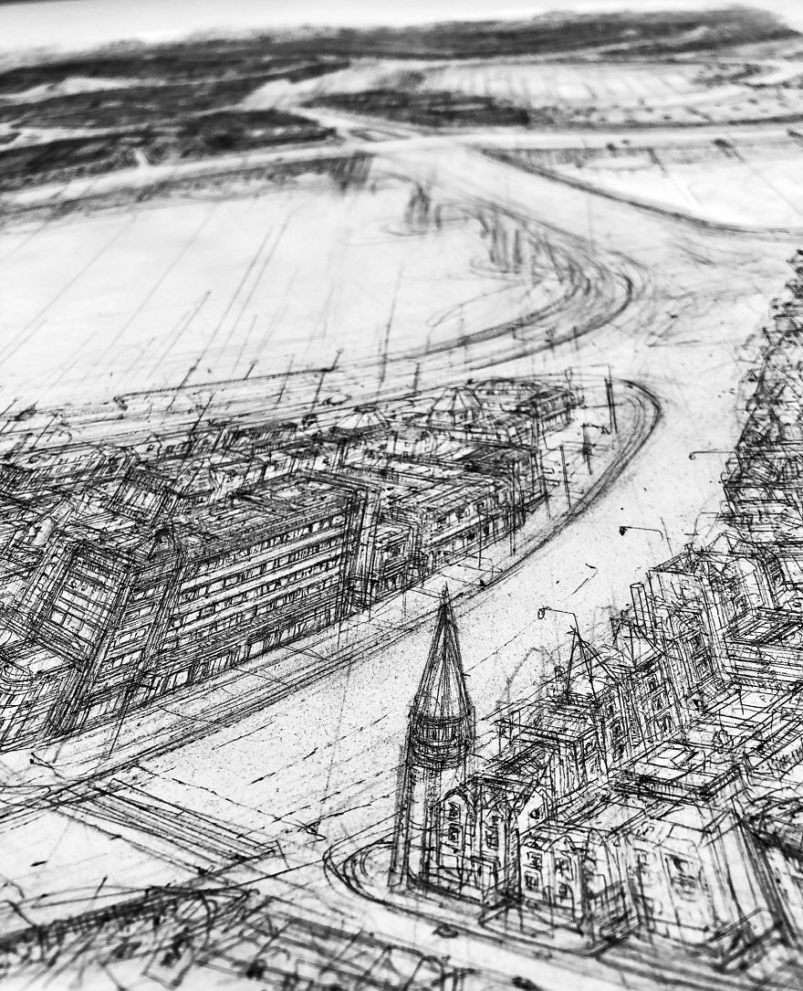 Sketching The Entire City Of Inverness By Hand