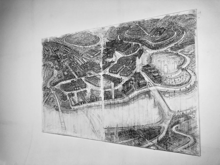 Sketching The Entire City Of Inverness By Hand