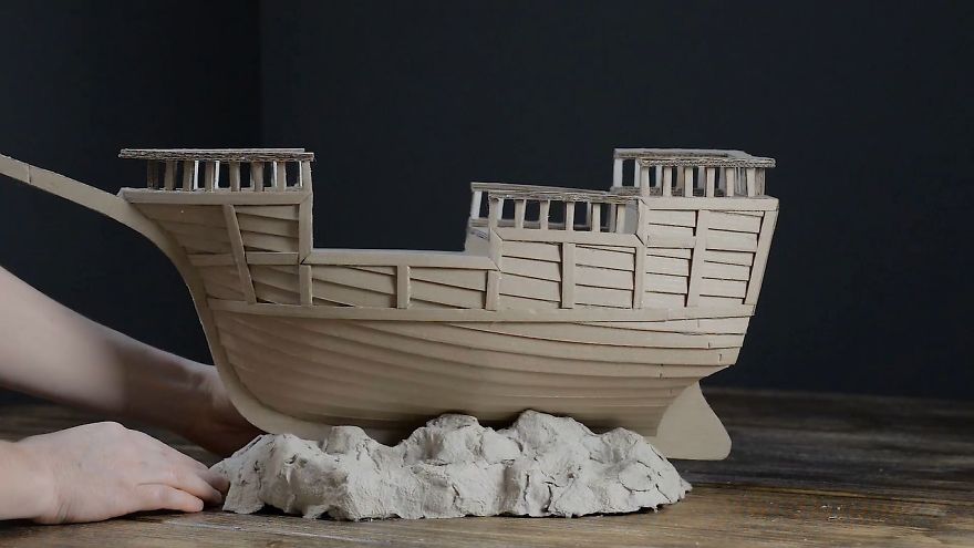 I Made A Pirate Ship Using Pizza Boxes