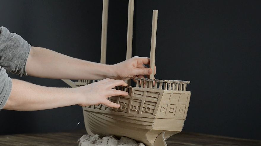 I Made A Pirate Ship Using Pizza Boxes