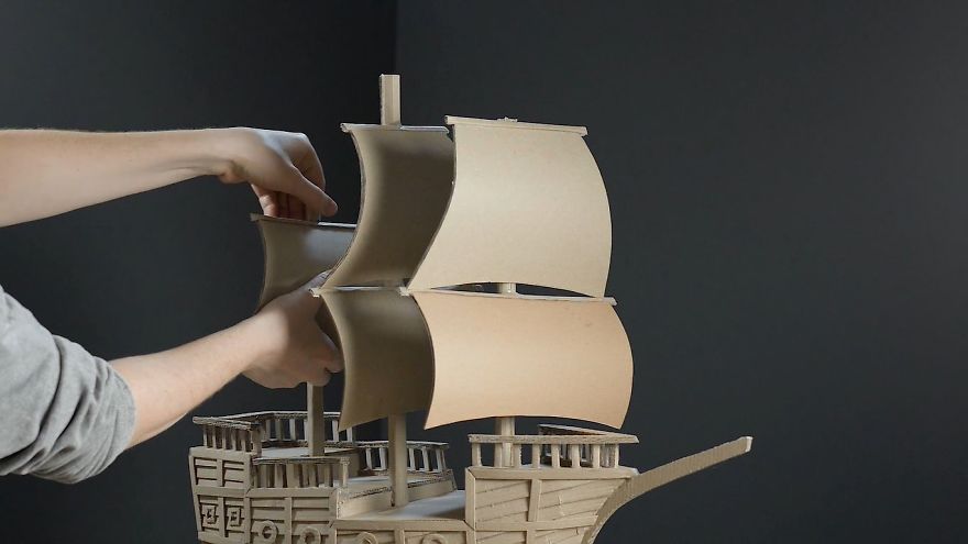 I Made A Pirate Ship Using Pizza Boxes