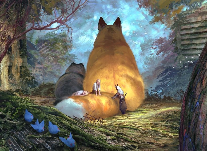 This Japanese Illustrator Gives Life To Giant Animals