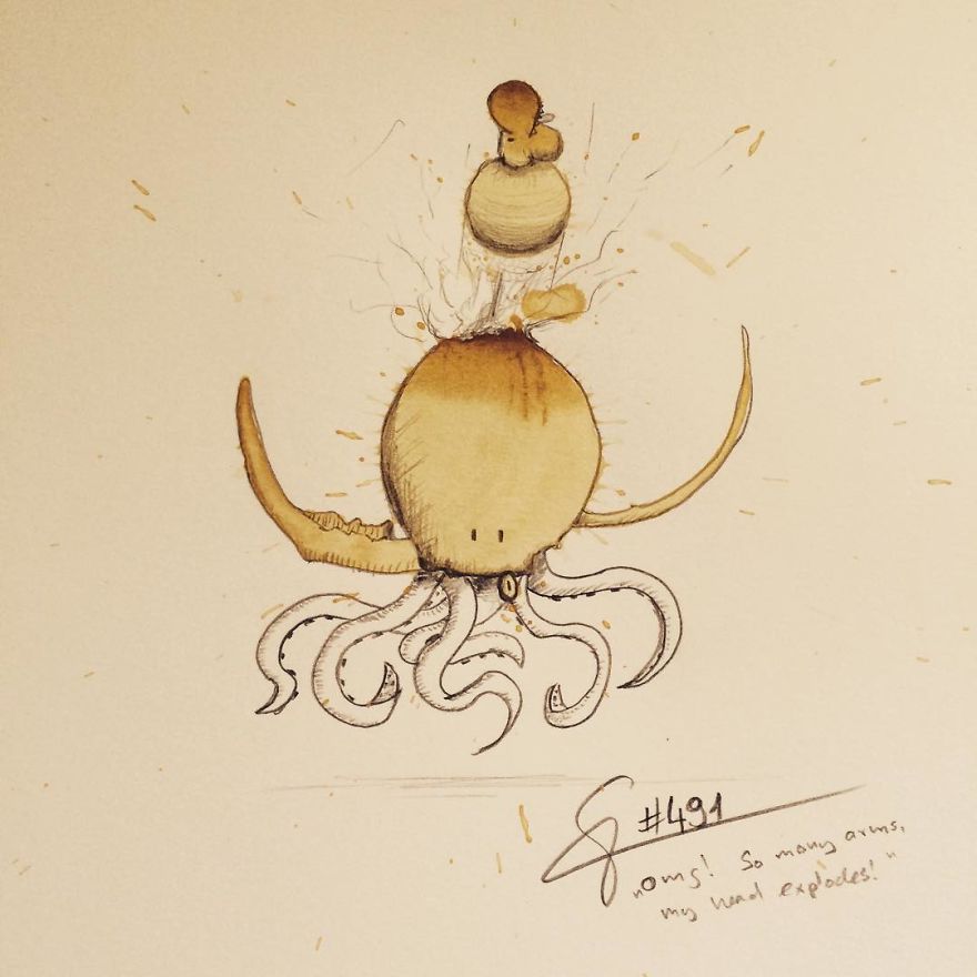 This Artist Imagines Monsters In Any Coffee Stain And The Result Is A Lot Of Fun (New Pics)