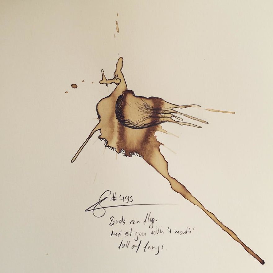 This Artist Imagines Monsters In Any Coffee Stain And The Result Is A Lot Of Fun (New Pics)