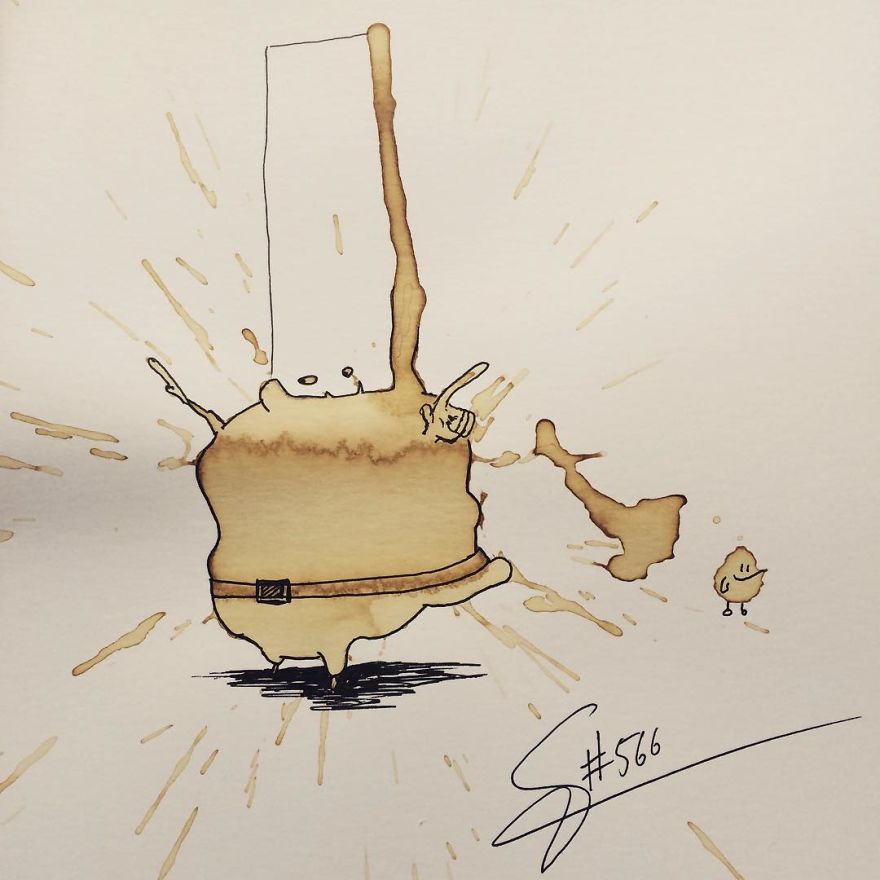 This Artist Imagines Monsters In Any Coffee Stain And The Result Is A Lot Of Fun (New Pics)