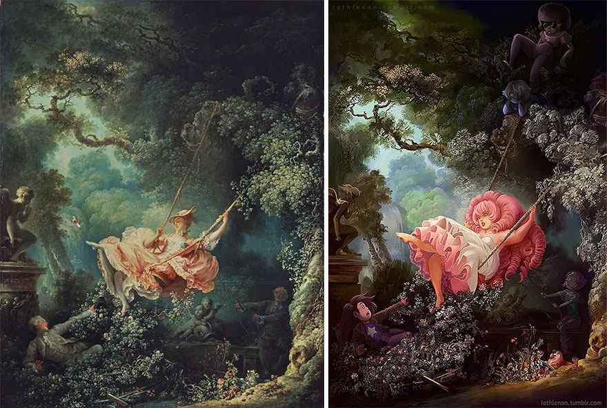 The Swing (Jean-Honoré Fragonard) As Rose Quartz