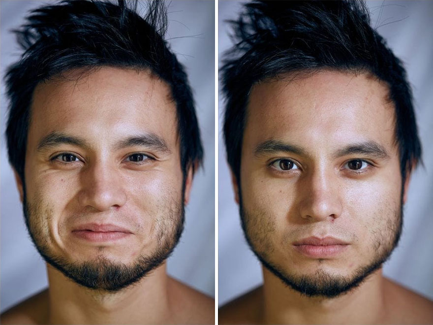 This Photographer Compared The Faces Of People When Posing With Clothes And Naked