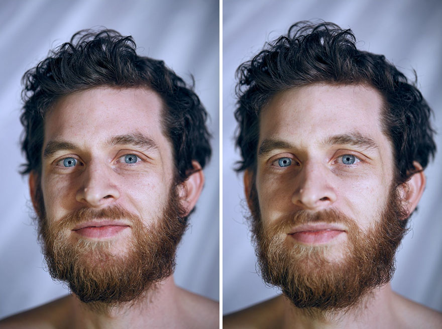 This Photographer Compared The Faces Of People When Posing With Clothes And Naked