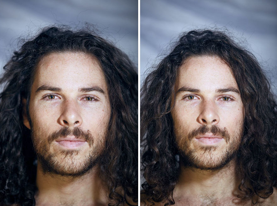 This Photographer Compared The Faces Of People When Posing With Clothes And Naked