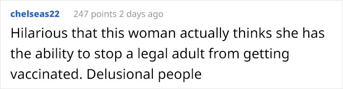 Anti-Vaxx Mom Asks How To Stop Her Son From Getting Vaccines When He Turns 18, Gets Shut Down In The Comments