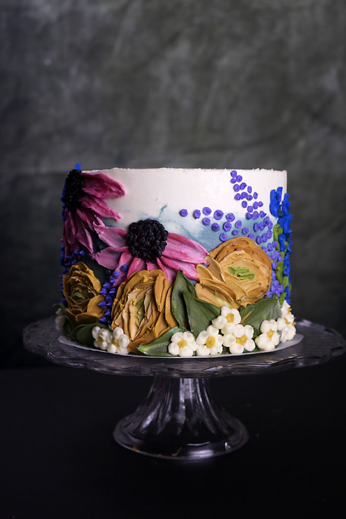 I Taught Myself To Paint Cakes With Palette Knives And Buttercream For My New Year’s Resolution
