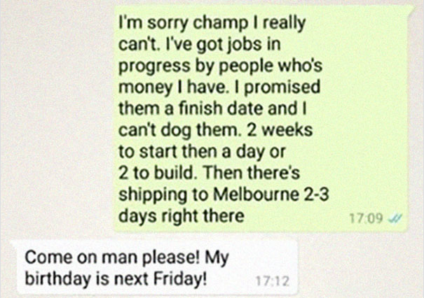 Carpenter Shares A Chat With Entitled Guy Who Demanded A Custom Table Built In Less Than 2 Weeks