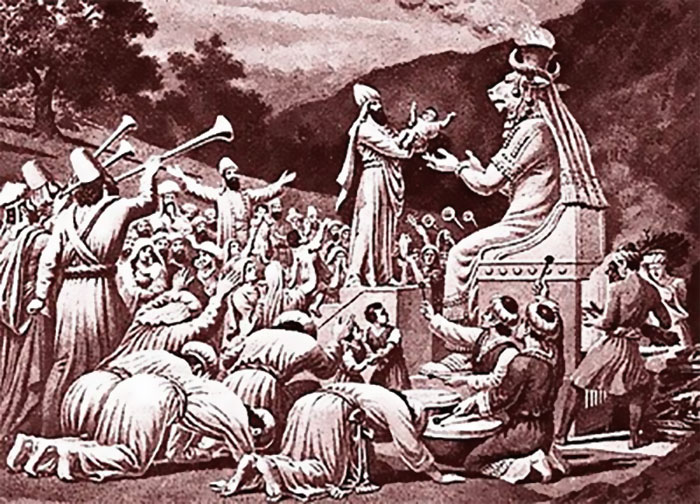 Ancient scene depicting followers in a ritual, illustrating crazy conspiracy theories some people actually believe in.