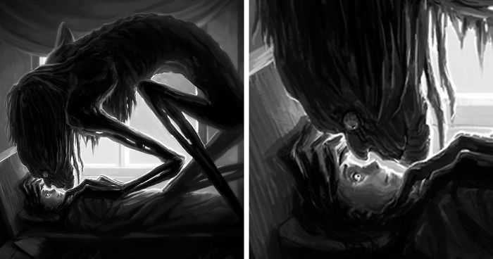 The Horror Of Sleep Paralysis Hallucinations Revealed In 46 Dark Drawings