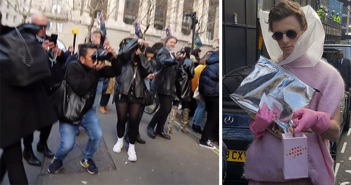 Este hombre se vistió de la forma más estúpida posible para la Semana de la Moda de Londres, y le saludan como si fuera un modelo famoso