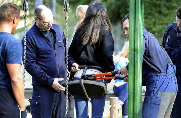 Woman Stuck In A Baby Swing