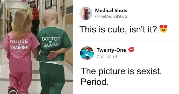 21 Reactions To ‘Sexist’ Photo Of Girl And Boy Wearing Nurse And Doctor Scrubs