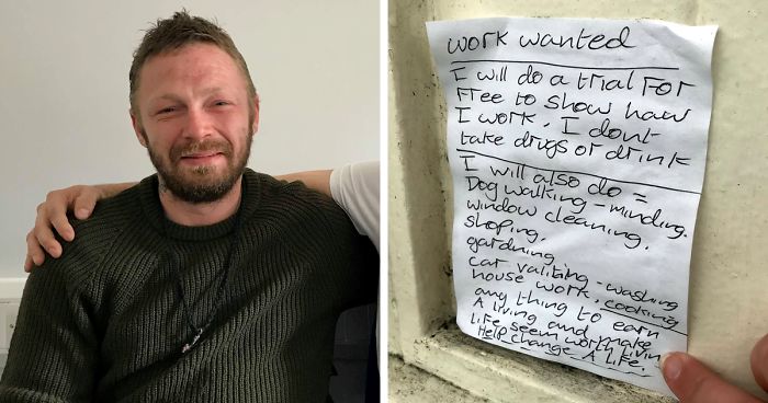 After Homeless Man Writes A Note Saying He Could Work For Free, 16 Y.O. Finds Him A Home And A Job