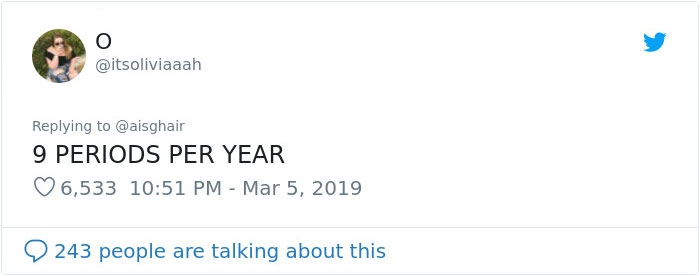 Man Tells Women To Stop Whining About Tampon Prices Cause They Only Need 7 Per Period, Gets Roasted Immediately Man Tells Women To Stop Whining About Tampon Prices Cause They Only Need 7 Per Period, Gets Roasted Immediately