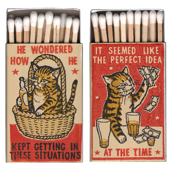 Matchbox Art Featuring Drunk Cats Getting Into Funny And Embarrassing Situations In A Bar