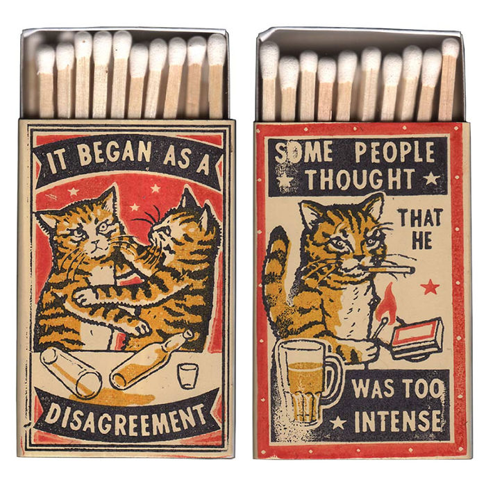 Matchbox Art Featuring Drunk Cats Getting Into Funny And Embarrassing Situations In A Bar