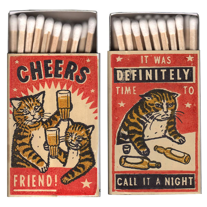 Matchbox Art Featuring Drunk Cats Getting Into Funny And Embarrassing Situations In A Bar Matchbox Art Featuring Drunk Cats Getting Into Funny And Embarrassing Situations In A Bar