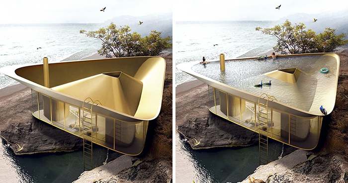 Summer House Designed With A Pool On Its Roof Can Be As Open Or As Closed As The Homeowner Desires