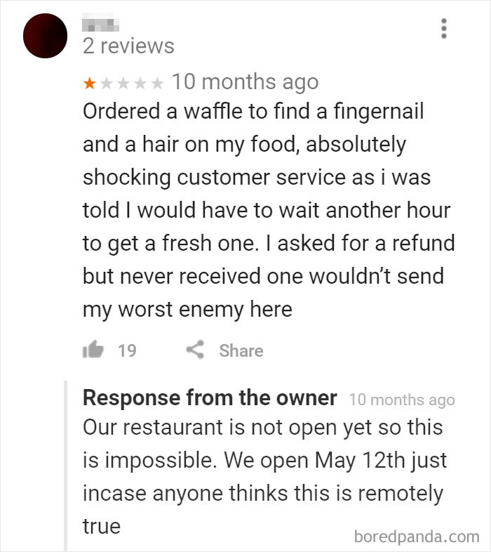 Fake Review Before The Restaurant Even Opens