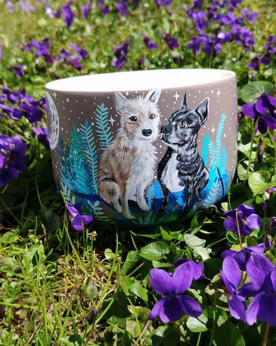 Ceramic Soup Bowl With Puppies