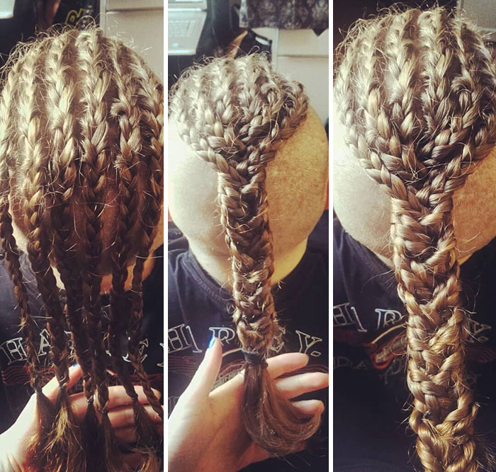 Viking-inspired braided hairstyle with intricate plaits, suitable for modern-day Valkyries.